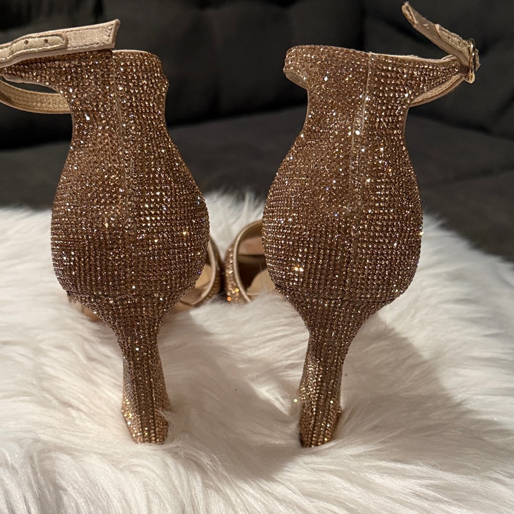 ANTONIO MELANI Rose Gold Crystal Ankle-Strap Heels - Picture 4 of 5